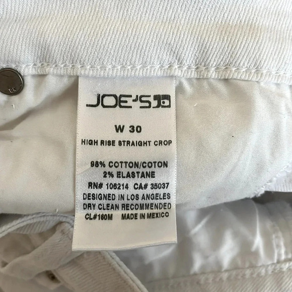 JOE'S JEANS Chastity High-Rise Straight Crop Denim Jeans White, Size 30 - Picture 10 of 11